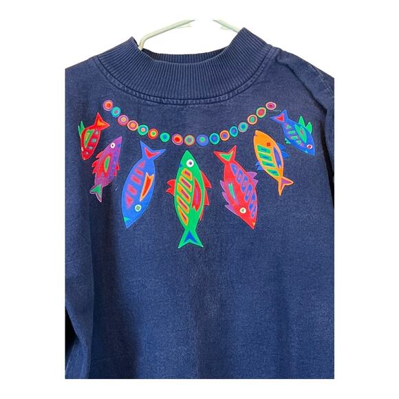 Vintage Sweatshirt Pullover Casual Fishing Retro 90s Island Tropical Beach 2X - Picture 2 of 9